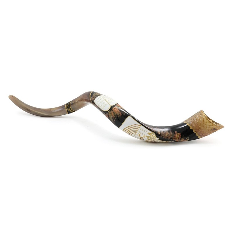 Ten Commandments and Temple Hand Painted Kudu Shofar
